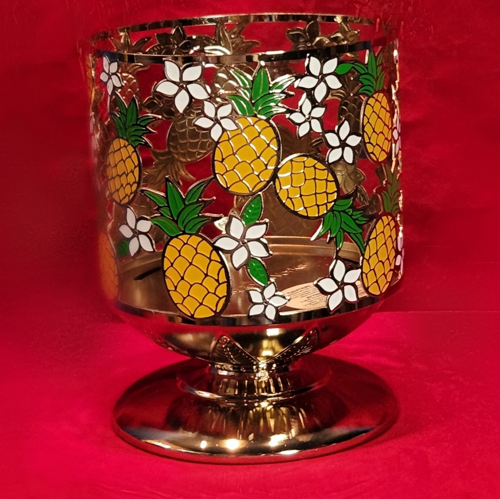 Bath & Body Works Pineapples & Plumeria Pedestal 3-Wick Candle Holder, Tropical